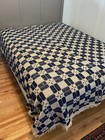 Antique 1800s Hand Woven Wool Overshot Folk Art Coverlet Reversible