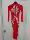 Red Latin Rhythm   Argentine Tango Competition Dress - Women s Small Rhinestoned