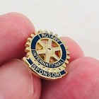 Rotary International Sponsor Gold Tone Enamel Member Lapel Pin Tie Tack