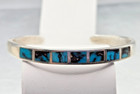 Vintage Navajo Handmade Sterling Silver Turquose Cuff Small Bracelet 6 5 