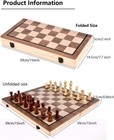 15  Wooden Chess Set   Folding Board  2 Extra Queens   Magnetic Chess Board Set