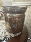 Vintage Hand Hammered Copper Pot Cauldron Bucket With Brass Handles 7 5 In Tall