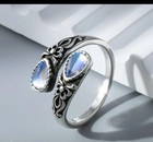 Natural Moonstone Rings For Women Adjustable Thumb Ring Vintage Spoon Rings
