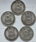 5 Silver Great Britain Shillings - George V - 1927  1928  1929  1931  1936
