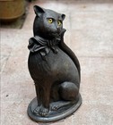 Antique Nestor Cast Iron Cat Fireplace Tools Holder  doorstop andiron  Kitty 