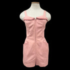 Vintage 1950s Koret Of California Bubblegum Pink Zip-up Playsuit With Red Trim