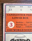 1989 World Series Game 3 Ticket Stub   earthquake 10 27 Oak sf Rain Check Attach