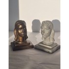 Frankart Art Deco Lady Bust Bookends Bronze   Gray Marbled Finish Pair