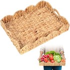  Water Hyacinth Handwoven Seagrass Tray With Scalloped Water Hyacinth - 1 Pcs
