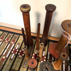 Assortment Of 17  Wooden Spools Bobbins Industrial Vintage