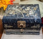 Vtg Korean Mother Of Pearl Birds Design Lacquered Wooden  Jewelry Box  Repaired 