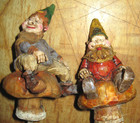 2 Vintage Garden Gnomes On Mushrooms W  Stakes