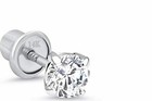1 - 2 Mm Round Diamond Stud Screw Back Earring In14k White Gold   Gift Box