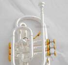 High Grade Silver Gold Plated Cornet Bb Keys Double Triggers Trumpet With Case