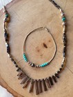Vintage Jovita Haskie Navajo Sterling Silver Hematite Turquoise Necklace Anklet