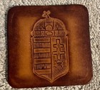 Set 6 Vintage Hand Tooled Brown Leather Drink Coasters Budapest 3 