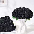 50 Pcs Black Roses Artificial Flowers  Real Touch Velvet Roses Bouquet Fake