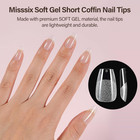 Short Coffin Gel X Nail Tips Kit  216pcs Pre Etched Clear Fake Nails  Full Cover