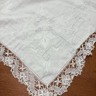 Vintage Antique Linen Tablecloth Hand Embroidered Bobbin Lace Madeira 72x87
