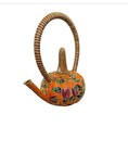 Vintage Cloisonne Enamel Pumpkin Grapes Mini Tea Pot Fruit Gold Orange
