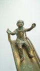Vintage Bronze Girl On Slide Sculpture On Stone Base     Patina     Art Metal Statue
