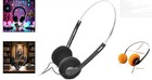 Black Lightweight Retro Over-ear Earphones     Perfect For On-the-go Listening