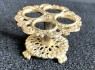 Vtg Hollywood Regency 4 Lipstick Holder Gold Metal Roses   Scrolls Shiny   Clean