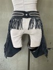 Vintage Kippys Custom Short Chaps Leather Fringe Rodeo Motorcycle Swarovski Rare