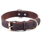 Genuine Leather Dog Collar Durable Alloy Hardware For Medium Large Dogs Brown