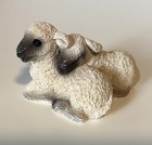 Vintage Stone Critters Cuddling Lamb Pair Sweet Baby Sheep United Design Udc