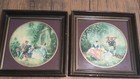 Pair Hiawatha Heirloom Embroidery Framed Needle Painting Pictures Vintage