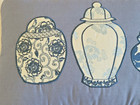 Martha Stewart Ginger Jar Throw Pillow Blue   White Applique 12    X 17   