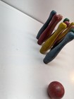 Vintage Bowling Ball   Pins Painted Primitive Wood 4 5-inch Set Toy Decorative
