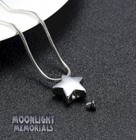 New Star Cremation Curve Urn Keepsake Ashes Memorial Necklace