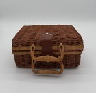 Vintage Madeline Tea Set By Schylling  Wicker Picnic Basket Red Gingham Design