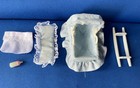 Vintage 80s Sylvanian Families Baby Bed Crib Cot Moses Basket Blue   Milk Bottle