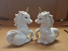 Vtg Mystical White Unicorn Gold Horn Porcelain Miniature Figurines