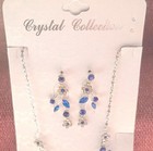 Crystal Collection Blue Crystal Necklace   Earrings Set Flower 