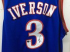 Allen Iverson Autographed Blue Custom Xl Basketball Jersey 76ers Beckett Coa