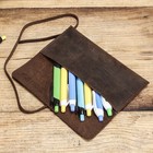 Retro Crazy Horse Leather Roll Up Pencil Case Pen Pouch Sunglasses Storage Bag 