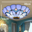 Ceiling Light Tiffany Style Vintage Flush Mount Stained Glass Shade Lamp Fixture