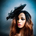 Black Feather Polka Dot Fascinator Hat For Tea Party Wedding Derby Races Hat