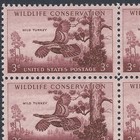 Wildlife Conservation  Wild Turkey Vintage 70 Year Old Mint Set Of 4 Stamps 