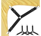 4-pc Bed Sheet Clips Suspender Straps Mattress Fastener Holder Triangle Grippers