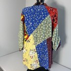 John Mark Womens Vibrant Floral Patchwork Button Up Tunic Blouse L Festival Read