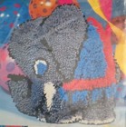 Vintage Red Heart Rug Pattern Tusky Circus Elephant Design Latch Hook Or Pillow