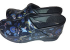 Dansko Clogs Nursing Shoes Women Sz  8 5 Or 39 Black Blue Floral Flowers Slip On