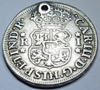 1762-lm Jm Spanish Peru Silver 1 Reales 1700 s Holed Pillar Pirate Treasure Coin