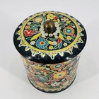 Vtg Daher Tin Metal Retro Mod Floral Container With Lid Made In England