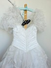Vintage Garini White Bridal Gown Puff Sleeve Princess Wedding Dress Ruched Bodic
